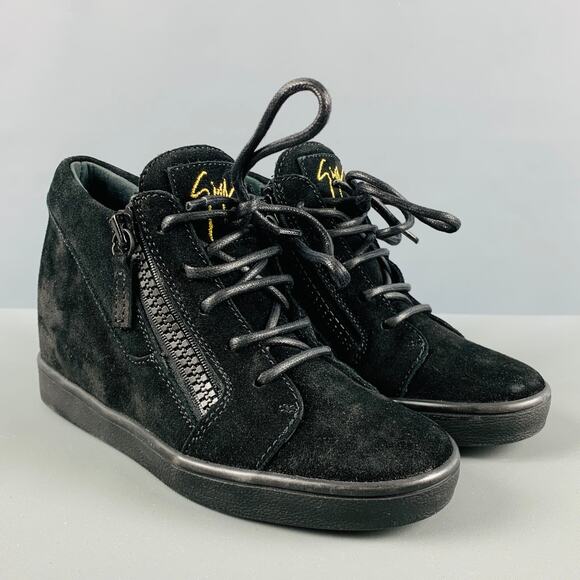 GIUSEPPE ZANOTTI Size 5 Black Suede High Top Sneakers - Picture 1 of 9